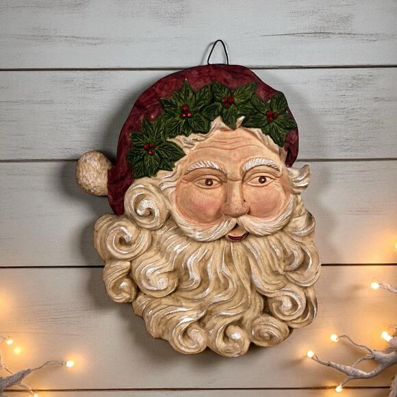 Vtg Old World Santa Claus Wall Plaque Victorian Style 9” Father  Christmas decor - Picture 1 of 10